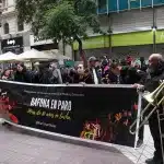 Artistas del Bafona manifestándose en el frontis del MINCAP