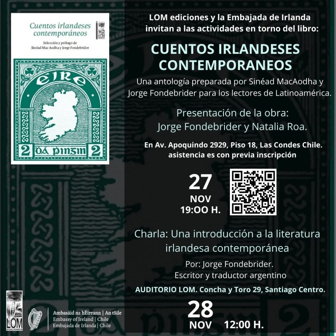 Embajada de Irlanda en Chile presenta la primera antología «Cuentos irlandeses contemporáneos» publicada por LOM ediciones