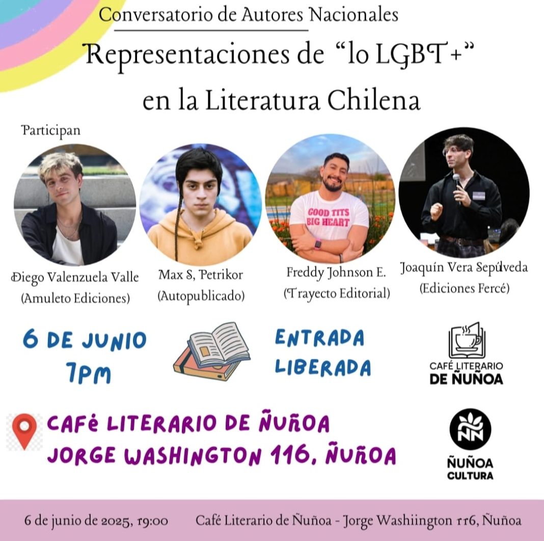 Junio, Mes del Orgullo: Conversatorio de autores nacionales en el Café Literario de Ñuñoa